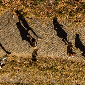 students walking on street